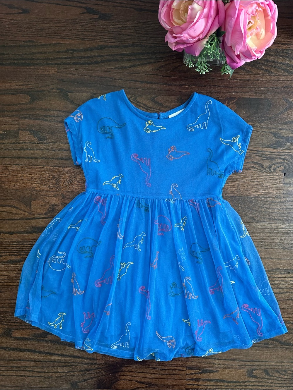 Hanna Andersson embroidered dinosaur dress, size 110/5T US